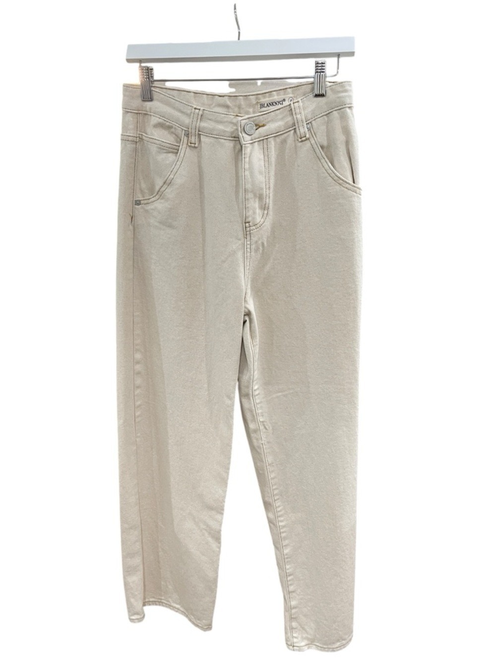 BLANKNYC High Waisted Looser Fit Straight Leg Jean SZ 27 Natural Beige